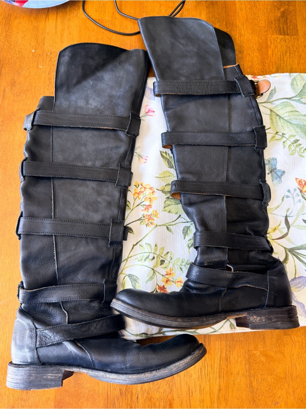 Fiorentini + Baker Eternity Tall Buckle Boots Distressed Black 37.5 GUC - Picture 4 of 7